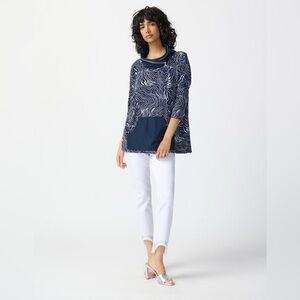 JOSEPH RIBKOFF - Graphic Funnel-Neck Tunic with Kangaroo Pocket